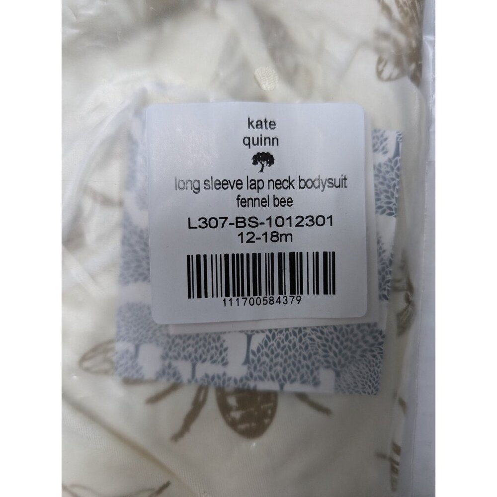 Kate Quinn Bamboo Fennel Bee 12-18 Long Sleeve Bodysuit Onesie Bees - Picture 2 of 2